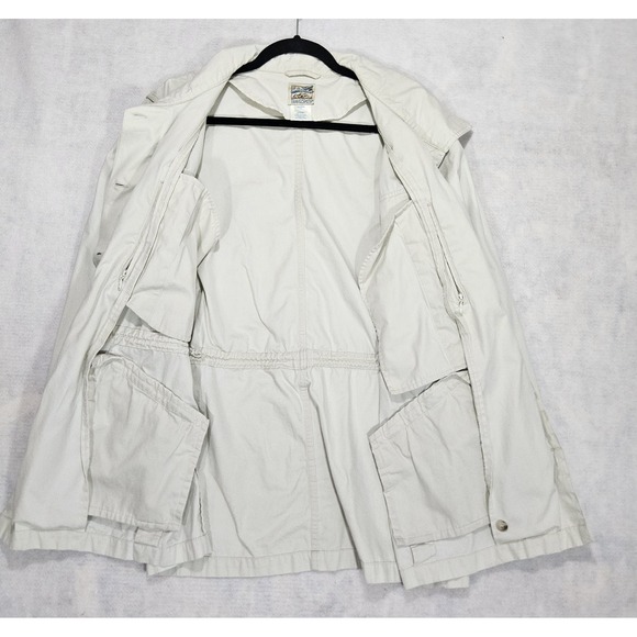 TravelSmith Safari Jacket Womans L 12 14 Vtg Utility Cargo Military Khaki Beige - Picture 10 of 15